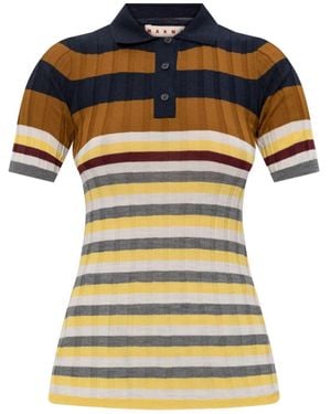 Marni Ribbed Wool Polo Shirt - Yellow
