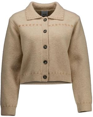 Allude コントラストステッチ カーディガン - ナチュラル