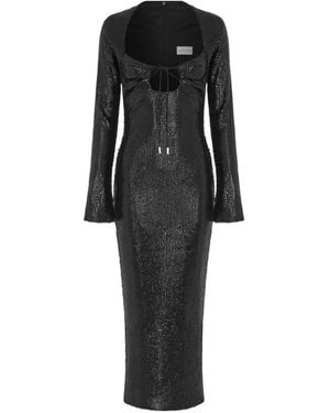 16Arlington Amiata Diamond-Sequin Midi Dress - Black