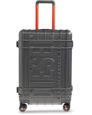 DIESEL Valigia Con Logo Goffrato - Grigio