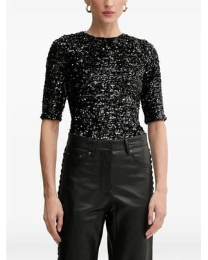 Bardot Sequin-Embellished Top - Black