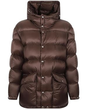 Moncler Quilted Hooded Coat - Brown