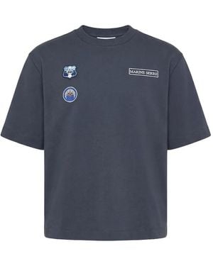 Marine Serre Scout Patches Crew-Neck T-Shirt - Blue