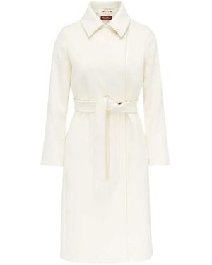 Max Mara Double-Breasted Belted Virgin-Wool Coat - White