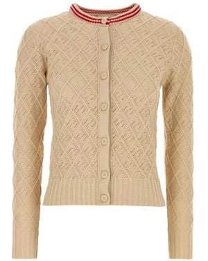 Fendi Ff-Motif Open-Knit Cardigan - White