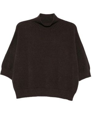 Imperial High-Neck Short-Sleeve Sweater - Black