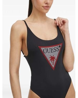 Guess Logo-Patch Swimsuit - Black