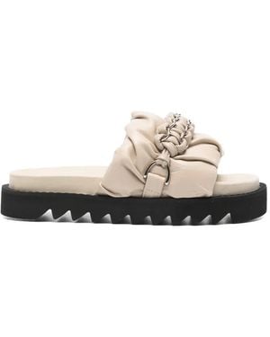 Toga Chain-Embellished Ruched Sandals - White