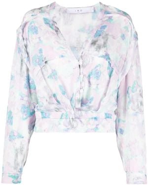 IRO Floral-Print V-Neck Blouse - Blue