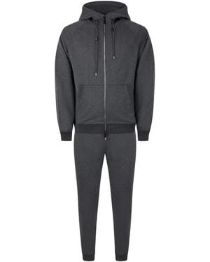 Moorer Zip-Up Hooded Tracksuit - Black