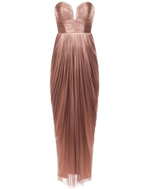 ARAFTU Robe Plissée À Fini Métallisé - Brown
