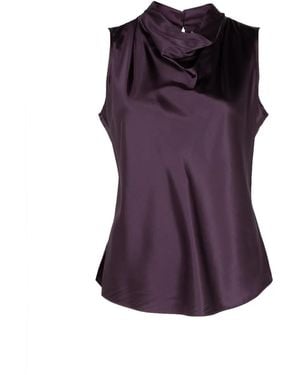 Veronica Beard Tam Cowl-Neck Top - Purple