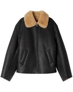 Sandro Shearling-Collar Jacket - Black