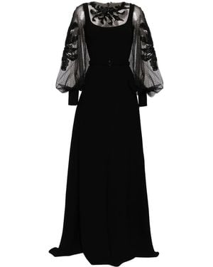 Saiid Kobeisy Beaded Crepe Maxi Dress - Black