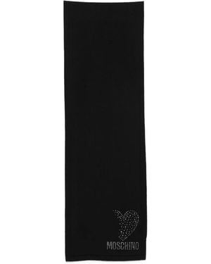Moschino Crystal-Embellished Heart Scarf - Black