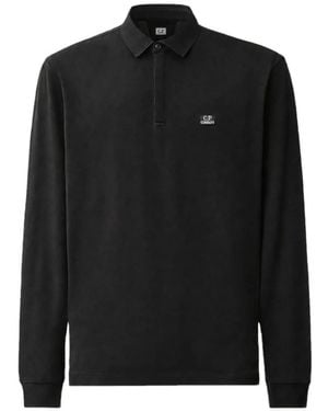 C.P. Company Langärmeliges Poloshirt Aus Stretch-Piquet - Schwarz
