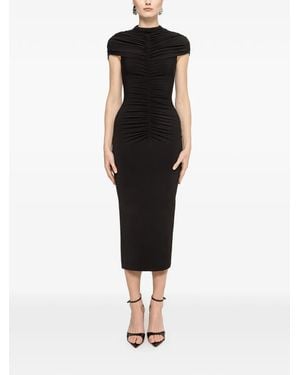 Nissa Ruched Midi Dress - Black