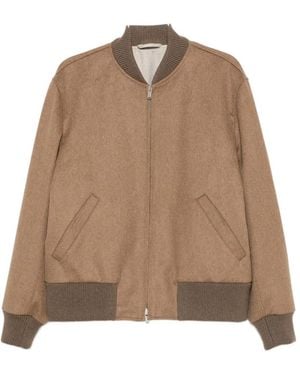 Lardini Ribbed-Trim Zip-Fastening Jacket - Brown