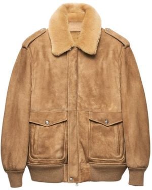 Prada Suede Bomber Jacket - Natural