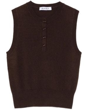 ELY ELY Button-Placket Sleeveless Vest - Brown
