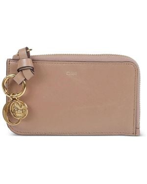 Chloé Alphabet Logo-Charm Leather Wallet - Brown
