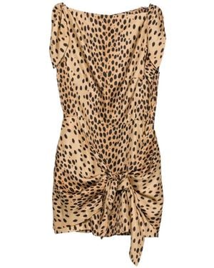 Cult Gaia Isma Leopard-Print Knot-Detail Mini Dress - Natural