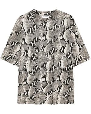 Anine Bing T-Shirt Effet Peau De Python Délavé - Grey