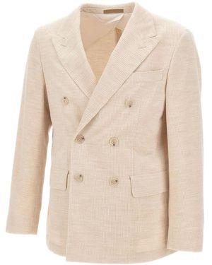 BOSS Double-Breasted Corduroy Blazer - Natural