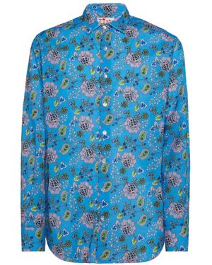 MC2 Saint Barth Muslin Cotton Shirt Sikelia With Boho Print - Blue