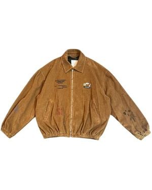 Song For The Mute School Portrait Corduroy Bomber Jacket - Brown