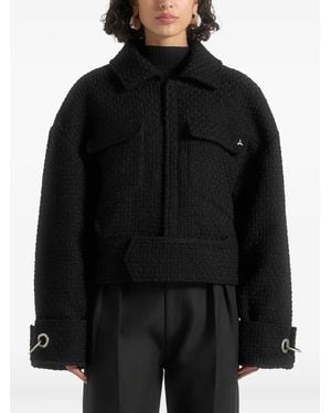 Manière De Voir Naelain Boxy Tweed Jacket With Cuff Detail - Black