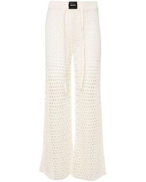 Palm Angels Sequin-Embellished Open-Knit Pants - White