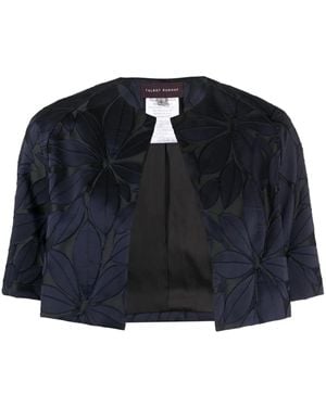 Talbot Runhof Giacca Crop Con Ricamo - Blu