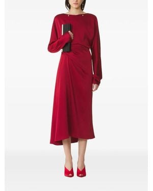 Lanvin Fitted Satin Dress With Button Detail - Red