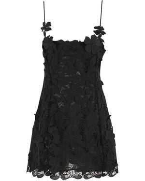Blumarine Vestido corto con encaje floral - Negro