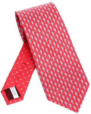 Ferragamo Corbata De Seda Con Caballo De Mar Estampado - Rojo