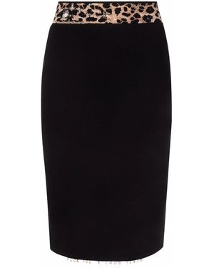 Philipp Plein Leopard Print Waistband Skirt - Black
