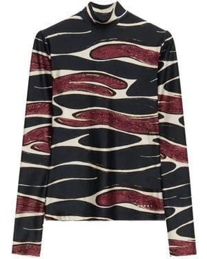 Marni Crimson Flow Turtle-Neck T-Shirt - Black