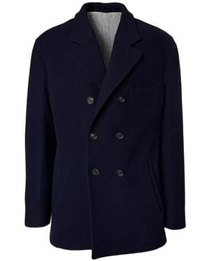 Eleventy Double-Breasted Coat - Blue