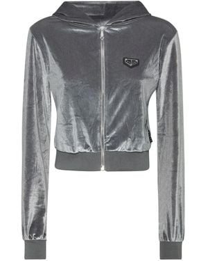 Philipp Plein Crystal Signature Hoodie - Grey