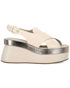 Bruno Premi Crossover-Strap Platform Sandals - Natural