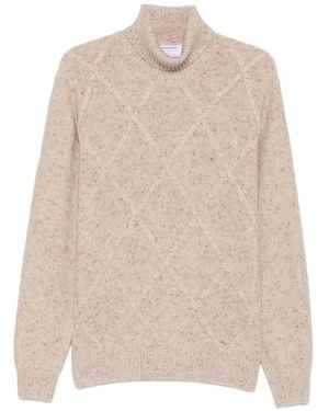 Gran Sasso Diamond-Knit Roll-Neck Jumper - Natural