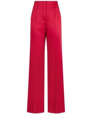 Alberta Ferretti Satin-Finish Palazzo Trousers - Red