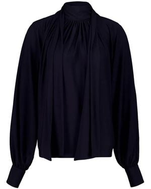 Ferragamo Geraffte Bluse Mit Schlitz - Blau