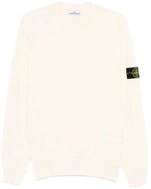 Stone Island Logo-Patch Crew-Neck Jumper - Natural