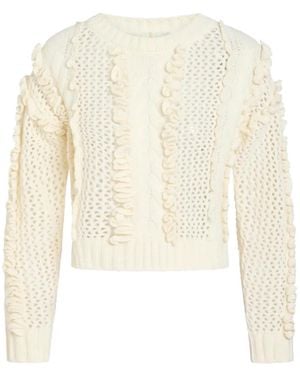 Marie Oliver Lindsay Ruffled Cable-Knit Jumper - White