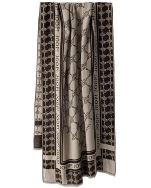 Joop! Cornflower-Pattern Fringed Scarf - Natural