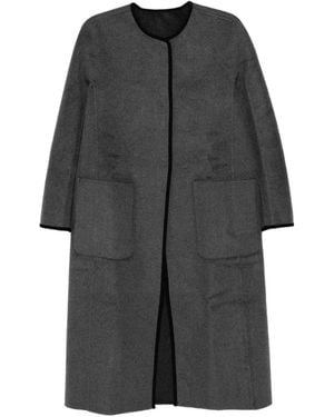 N.Peal Cashmere Contrast-Trim Patch-Pocket Coat - Grey