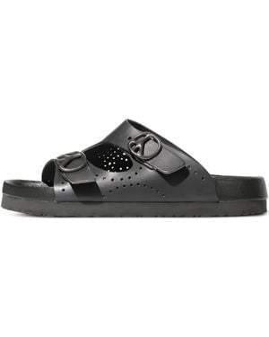 Needles Perforated Buckle Sandals - Black