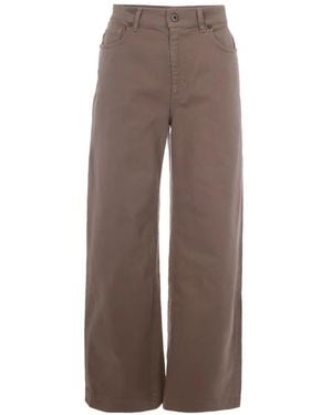 P.A.R.O.S.H. Button-Up Wide-Leg Jeans - Brown